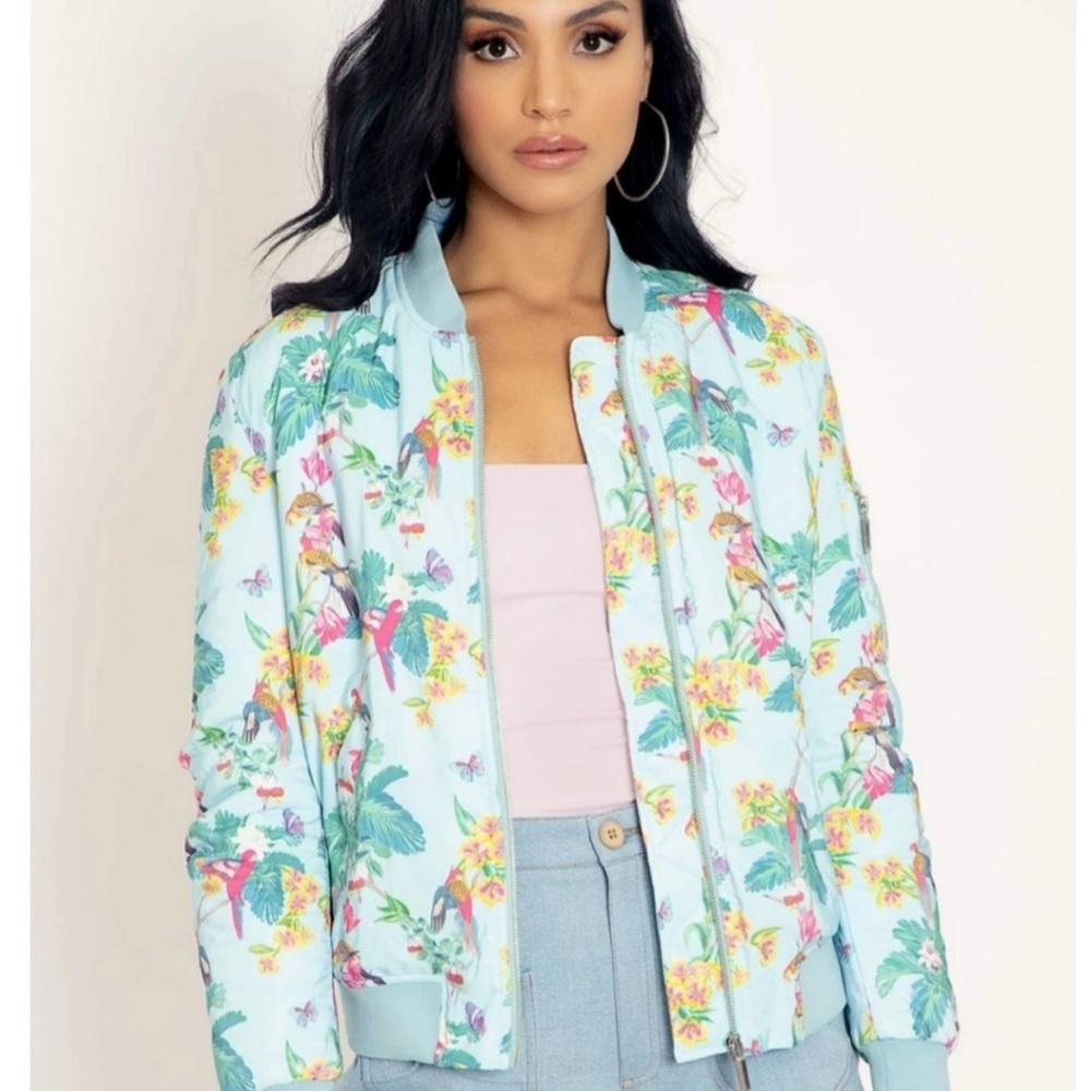 Blackmilk Tropical Summer Bomber Jacket Floral Coat Size L